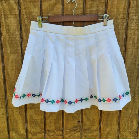 Tretorn White Pleated Argyle Trim Skirt Womens Size 14 - Picture 1 of 12